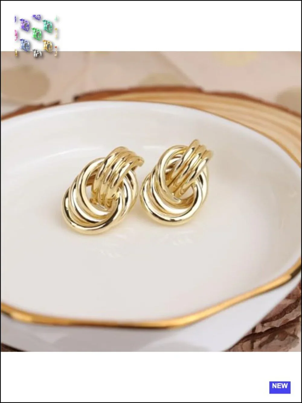 Chunky Gold Plated Stud Earrings Dangle Drop Geometric Jewelry Gift